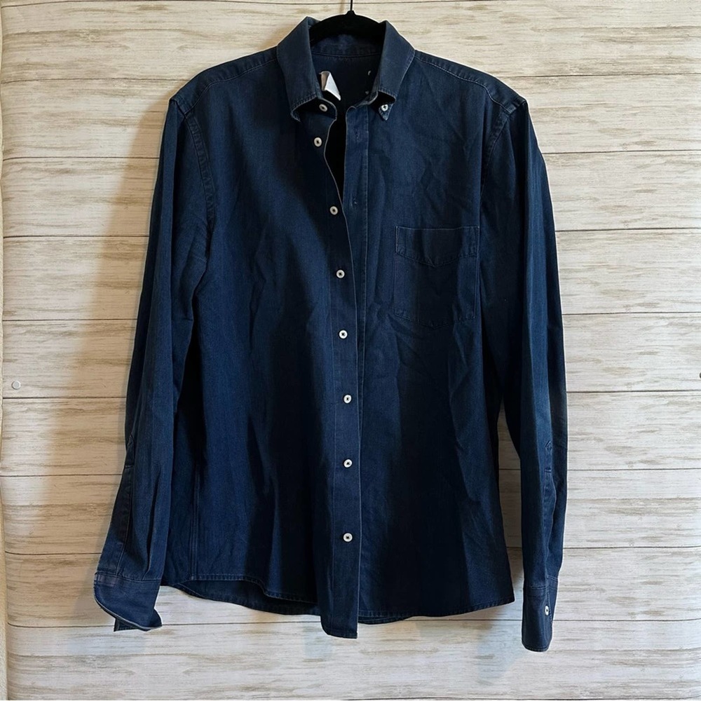 Everlane Dark Blue Denim Chambray Button Down Top